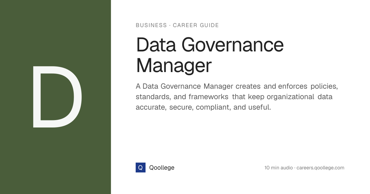 Data Governance Manager — Career Guide | Qoollege